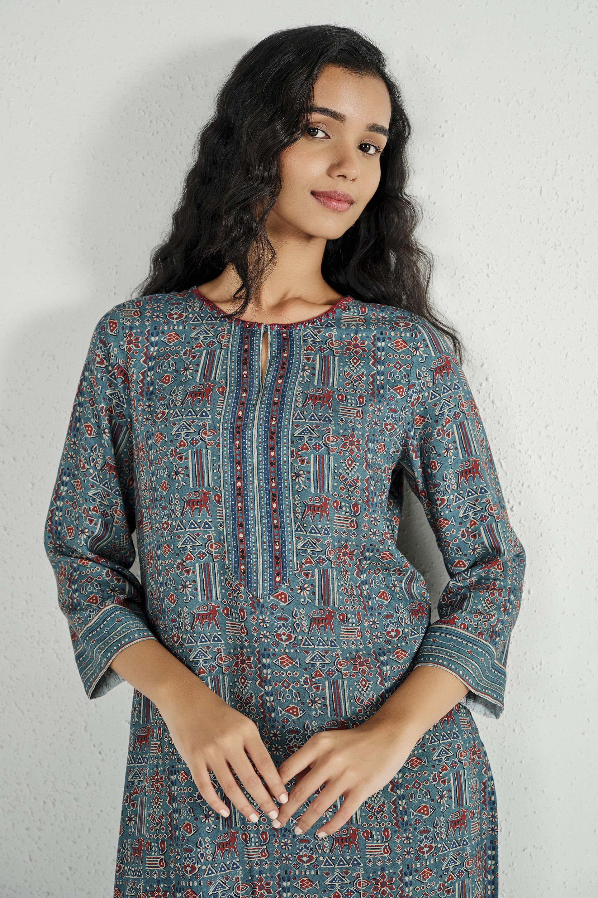 Pihu Blue Straight Kurta, Blue, image 4